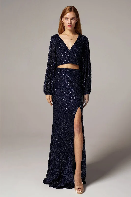 Halter maxi dressesHalter midi dressesHalter mini dressesEco-friendly sweatersWomen's Gucci jacketsSheath-Column Floor Length Sequined Dress CS0302 Sequin Gown Chic