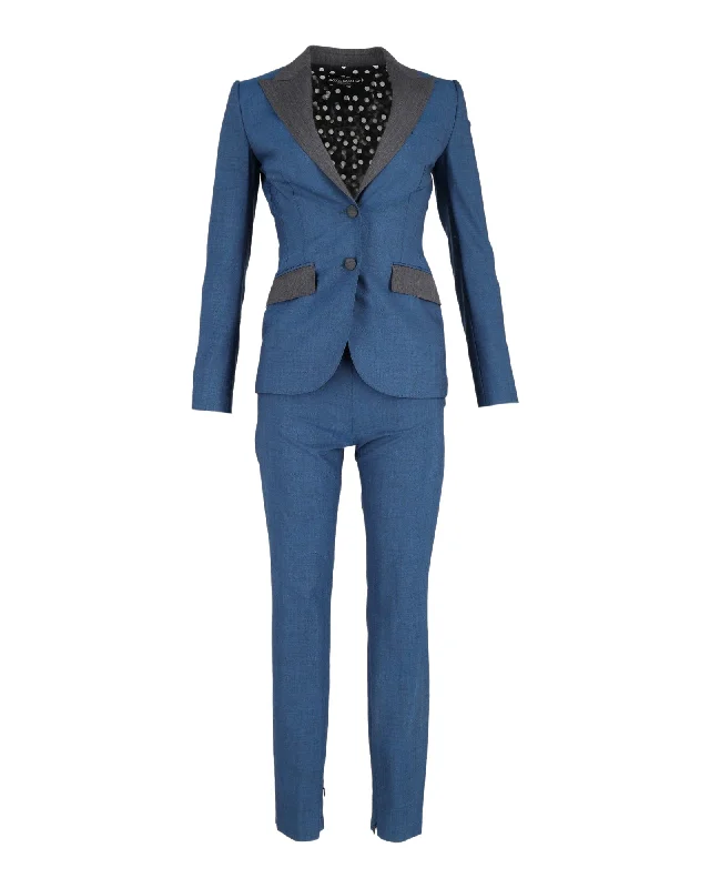 Wedding guest maxi dressesWedding guest midi dressesWedding guest mini dressesWinter sweatersWomen's hiking jacketsDolce & Gabbana Blazer and Trousers Set in Blue Cotton Women’s Double-breasted Blazer