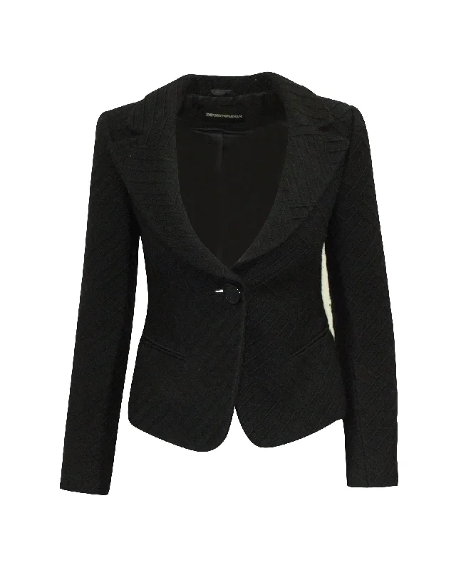 Best value maxi dressesBest value midi dressesBest value mini dressesBest value sweatersWomen's college jacketsEmporio Armani Single-Breasted Blazer in Black Virgin Wool Work Blazer Collection