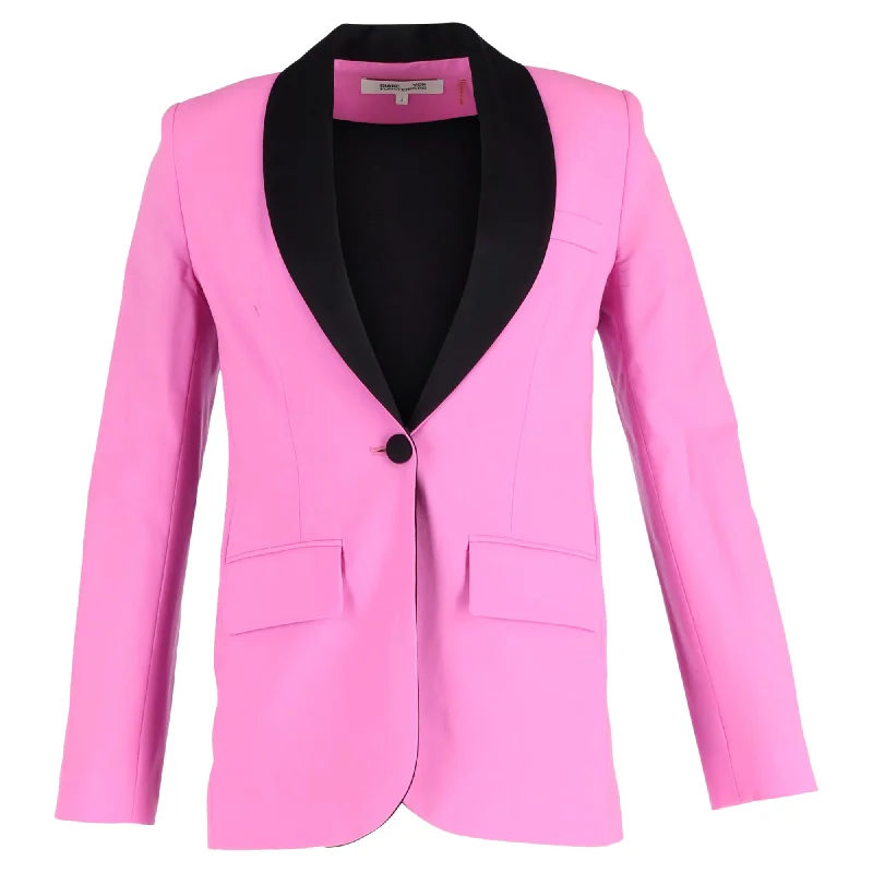 Spring maxi dressesSpring midi dressesSpring mini dressesParty sweatersWomen's breathable jacketsDiane Von Furstenberg Tommy Single-Breasted Two-Tone Blazer in Pink Wool Fashionable Women’s Blazer