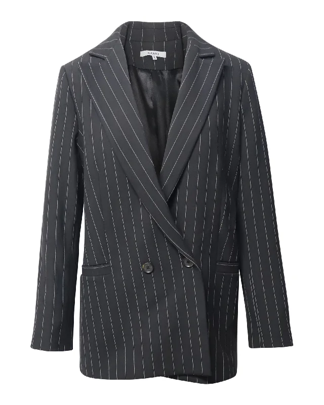 Best value maxi dressesBest value midi dressesBest value mini dressesBest value sweatersWomen's college jacketsGanni Striped Double-Breasted Blazer in Black Polyester Work Blazer Collection