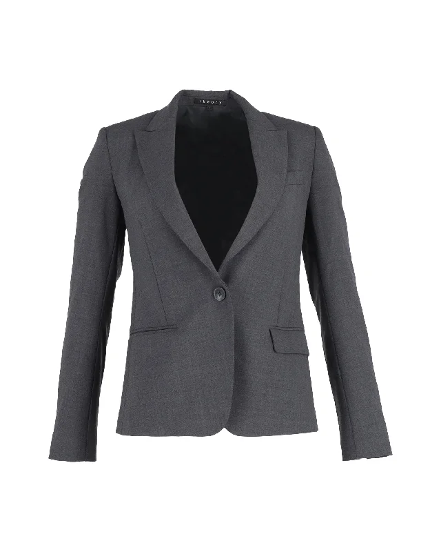 Vacation maxi dressesVacation midi dressesBeach mini dressesWarm sweatersWomen's gym jacketsTheory Single-Breasted Blazer in Grey Cotton Classic Blazer Jacket