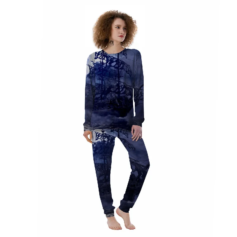 Cotton maxi dressesCotton midi dressesCotton mini dressesWool sweatersWomen's denim jacketsFlying Dutchman Ghost Pirate Ship Print Women's Pajamas Cotton pajama sets