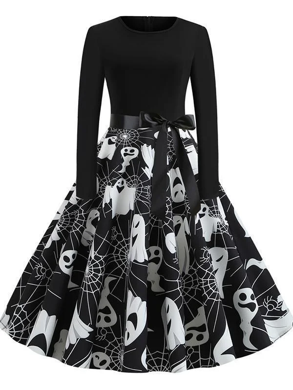 Sexy maxi dressesSexy midi dressesSexy mini dressesTurtleneck sweatersWomen's warm jacketsHalloween Skull Print Crew Neck Dress Short floral dresses