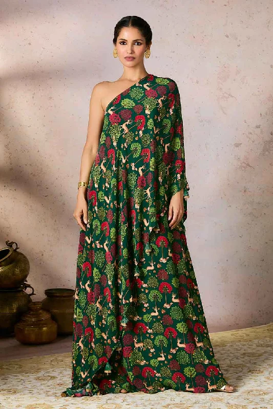 Comfortable maxi dresses for everyday wearComfortable midi dresses for everyday wearComfortable mini dresses for everyday wearSoftest cashmere sweatersWomen's best-selling jacketsGreen Midnight Maze Printed One-Shoulder Dress Comfortable floral dresses for everyday wear