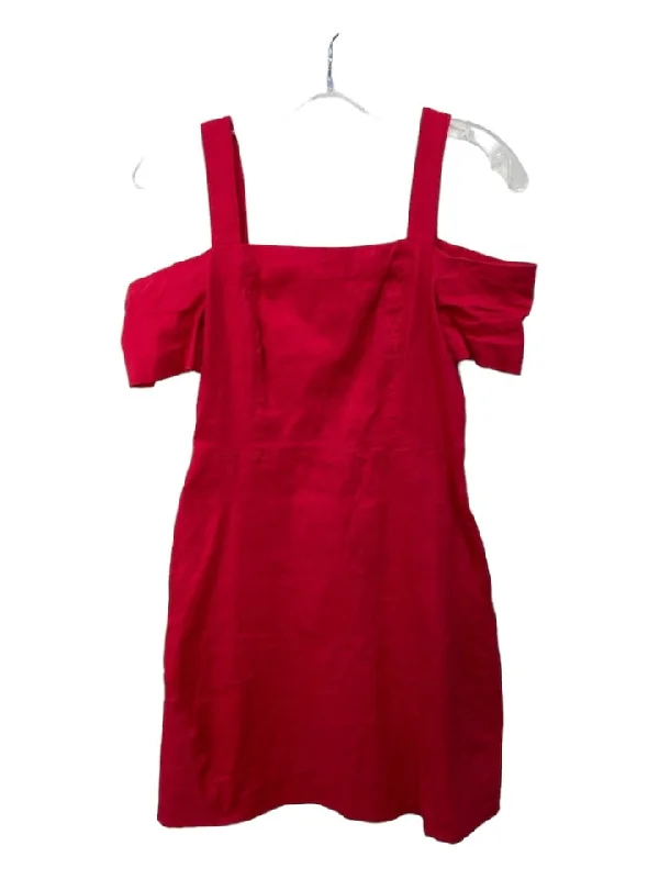 A-line maxi dressesA-line midi dressesA-line mini dressesAnti-pilling sweatersWomen's H&M jacketsA.L.C. Size 4 Red Ramie Blend Square Neck Cold Shoulder Seam Detail Dress Color block unclassified dresses