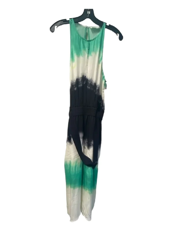 Y2K maxi dressesY2K midi dressesY2K mini dressesVintage sweatersWomen's lightweight summer jacketsA.L.C. Size 6 Black, White & Green No Fabric Tag Sleeveless Tie Dye belt Dress Open-back unclassified dresses