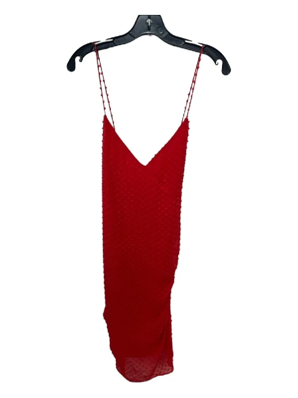 Red carpet maxi dressesRed carpet midi dressesRed carpet mini dressesHoliday sweatersWomen's reflective jacketsAlice & Olivia Size 12 Red Silk & Cotton Tufted Spaghetti Strap Zip Back Dress Bold pattern unclassified dresses