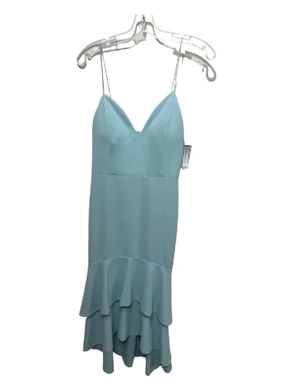 Denim maxi dressesDenim midi dressesDenim mini dressesFleece sweatersWomen's cotton jacketsAlice + Olivia Size 8 Pale Blue Polyester V Neck Spaghetti Strap cupped Dress Petite unclassified dresses