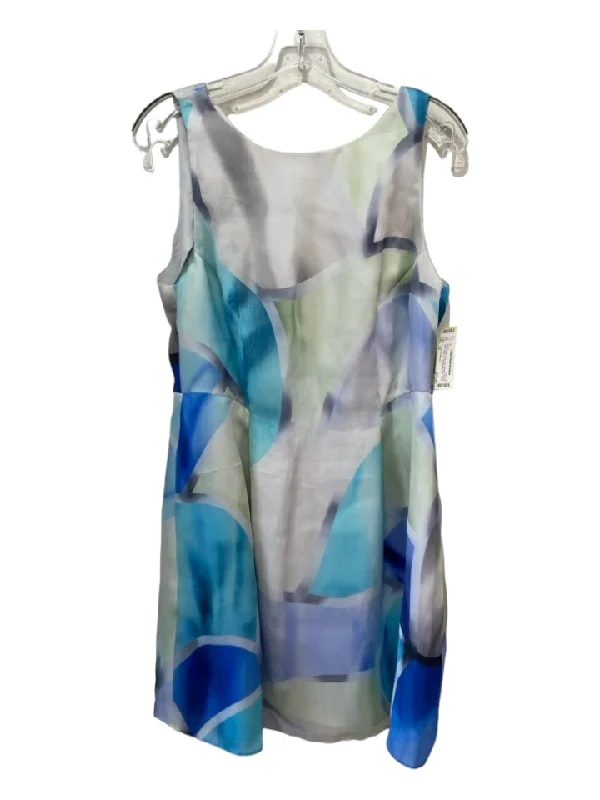 Festival maxi dressesFestival midi dressesGraduation mini dressesTravel-friendly sweatersWomen's office jacketsArmani Collezioni Size 12 Blue, Green, Gray Silk Abstract Round Neck Dress Halter unclassified dresses