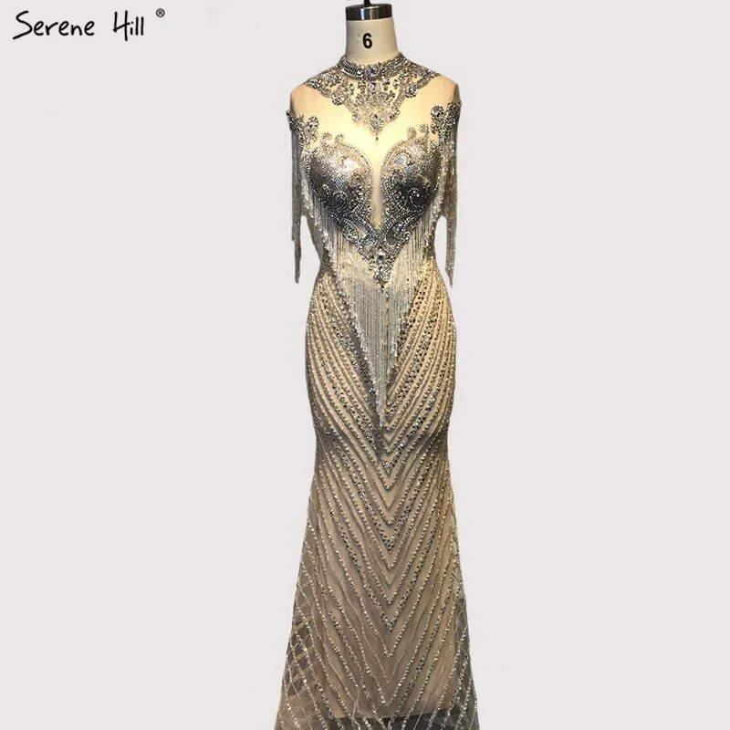 Y2K maxi dressesY2K midi dressesY2K mini dressesVintage sweatersWomen's lightweight summer jacketsDubai Beading Tassel Luxury Sexy Evening Dresses 2023 Silver Sleeveless High-end Evening Gowns Serene Hill LA60811 Open-back unclassified dresses