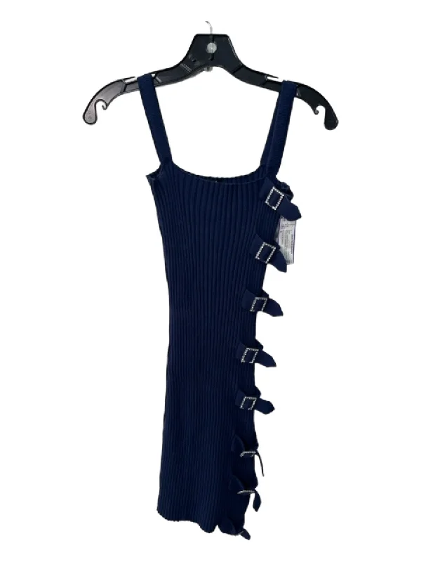 Glamorous maxi dressesGlamorous midi dressesGlamorous mini dressesFashionable sweatersWomen's cool weather jacketsFor Love & Lemons Size S Navy Viscose Blend Ribbed Sleeveless Buckle Side Dress Minimalist unclassified dresses