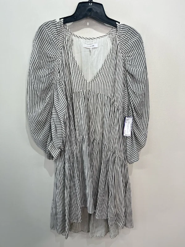 Red carpet maxi dressesRed carpet midi dressesRed carpet mini dressesHoliday sweatersWomen's reflective jacketsFrame Size XS White & Gray Cotton Blend Pinstripe V Neck 3/4 Puff Sleeve Dress Bold pattern unclassified dresses