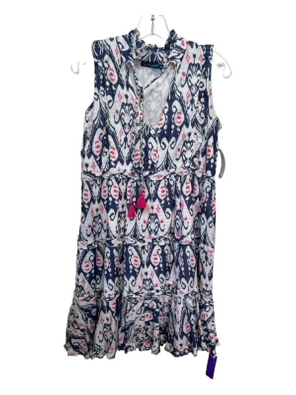 Denim maxi dressesDenim midi dressesDenim mini dressesFleece sweatersWomen's cotton jacketsLa Plage Size XS Blue & White Cotton Abstract Paisley Ruffle Cap Sleeve Dress Petite unclassified dresses