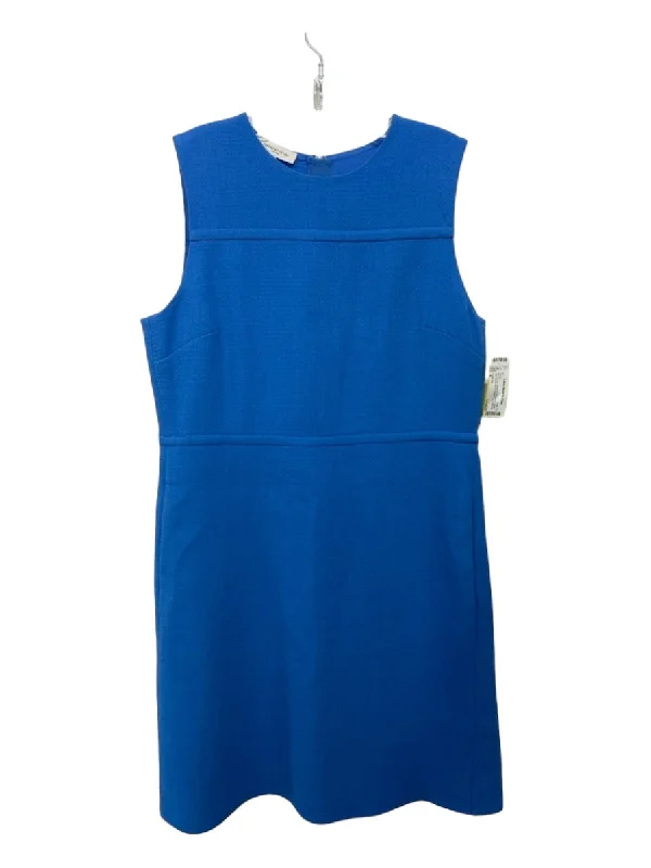 Office maxi dressesOffice midi dressesFormal mini dressesLayering sweatersWomen's camping jacketsLafayette Size 8 Blue Wool Textured Sleeveless Back Zip Round Neck Dress Smocked unclassified dresses