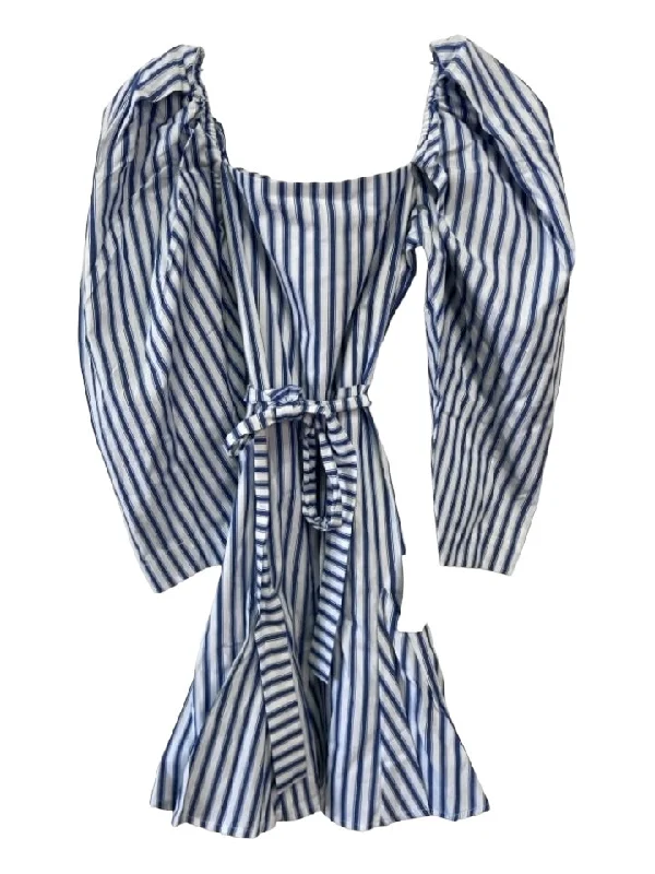 Anniversary maxi dressesAnniversary midi dressesAnniversary mini dressesFormal sweatersWomen's packable jacketsMille Resort & Travel Size XXS White & Blue Cotton Square Neck Striped Dress Dark color unclassified dresses