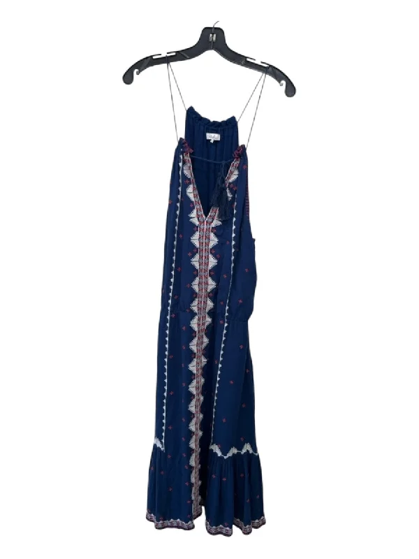 Shein maxi dressesShein midi dressesShein mini dressesPatagonia sweatersWomen's boho jacketsParker Size XS Blue Red & White Rayon Embroidered V Neck Spaghetti Strap Dress Lace unclassified dresses