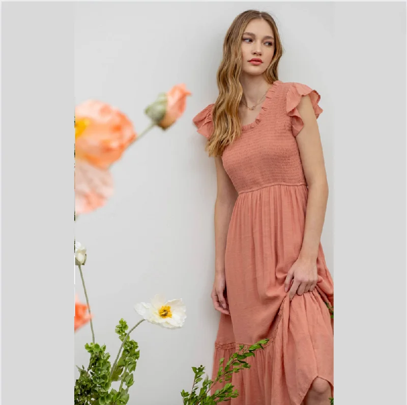 High-end maxi dressesHigh-end midi dressesHigh-end mini dressesExpensive sweatersWomen's date night jacketsPeach Ruffle Dress Spring unclassified dresses