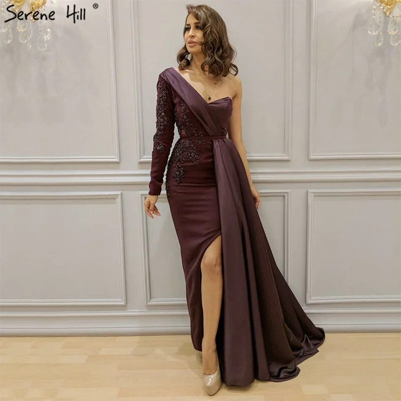 Best maxi dresses for formal eventsBest midi dresses for formal eventsBest mini dresses for formal eventsBest sweaters for cozy nightsWomen's best value jacketsPurple Sexy One Shoulder Satin Evening Dresses 2024 Mermaid Beading Formal Dress Serene Hill LA70318 Beach unclassified dresses