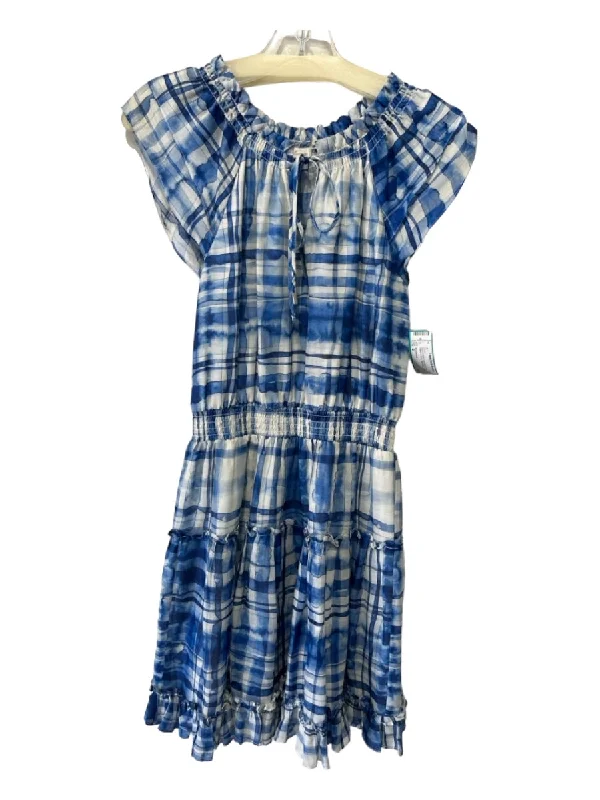 Best maxi dresses for tall womenBest midi dresses for tall womenBest mini dresses for tall womenBest sweaters for travelWomen's budget jacketsShoshanna Size 2 Blue & White Linen Blend Plaid Elastic Waist V Neck Dress Anniversary unclassified dresses