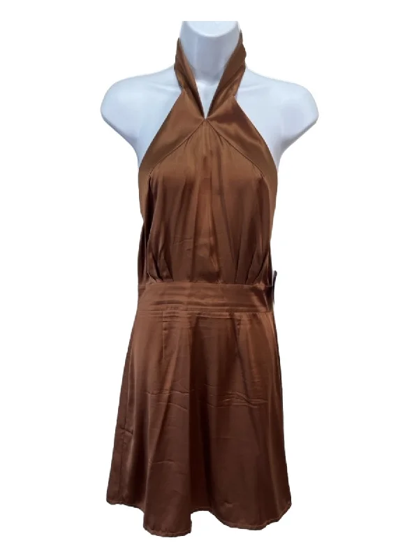 Women's trendy maxi dresses saleWomen's trendy midi dresses saleWomen's trendy mini dresses saleWomen's fashion sweaters saleBest women's jackets for winterSilk Maison Size S Brown Silk Zip Back Halter Knee Length Dress Festival unclassified dresses