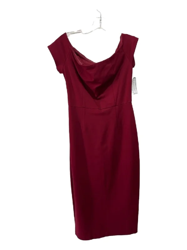 Cotton maxi dressesCotton midi dressesCotton mini dressesWool sweatersWomen's denim jacketsTrina Turk Size 4 Maroon Rayon Blend Off Shoulder Below knee Dress Luxury unclassified dresses