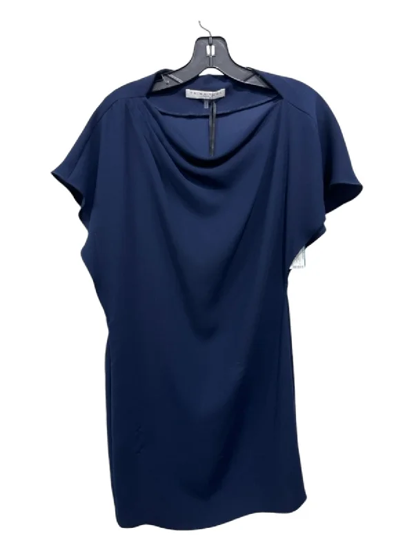 Prom maxi dressesProm midi dressesProm mini dressesThanksgiving sweatersWomen's hooded jacketsTrina Turk Size XS Navy Polyester Blend Cape Sleeve Wide Neck Shift Dress Earthy tone unclassified dresses