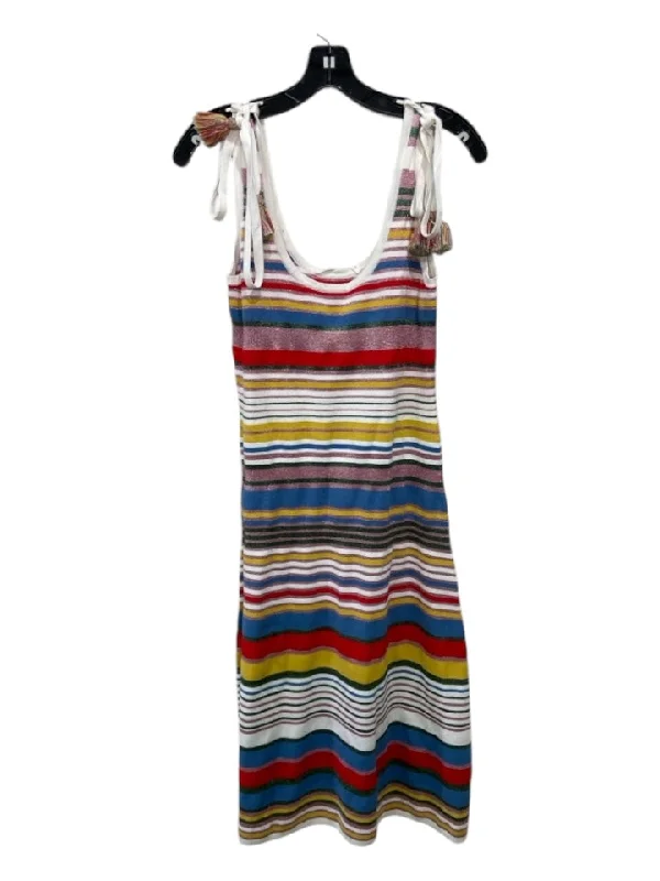 Y2K maxi dressesY2K midi dressesY2K mini dressesVintage sweatersWomen's lightweight summer jacketsVeronica Beard Size L White & Multi Viscose Blend U Neck & Back Sleeveless Dress Open-back unclassified dresses