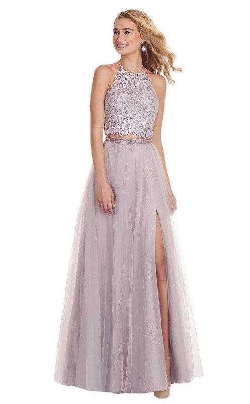 Women's maxi dressesWomen's midi dressesWomen's mini dressesWomen's sweatersWomen's winter jacketsRachel Allan 6437 Light Mauve Halter 2 Piece Dress with Slit Women's unclassified dresses