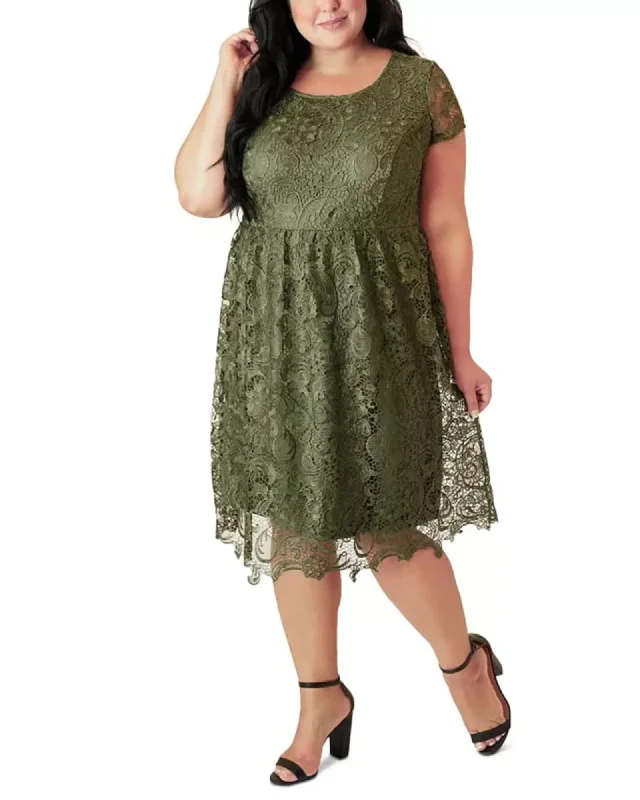 Bodycon maxi dressesBodycon midi dressesBodycon mini dressesWrinkle-resistant sweatersWomen's Columbia jacketsMaree Pour Toi Women's Plus Maree Pour Toi Lace Fit & Flare Dress Green Size 12W | Green Lace Dress Sparkle